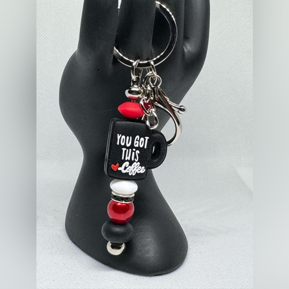 New, Hand-assembled Coffee Lover’s Purse Charm/Key Fob